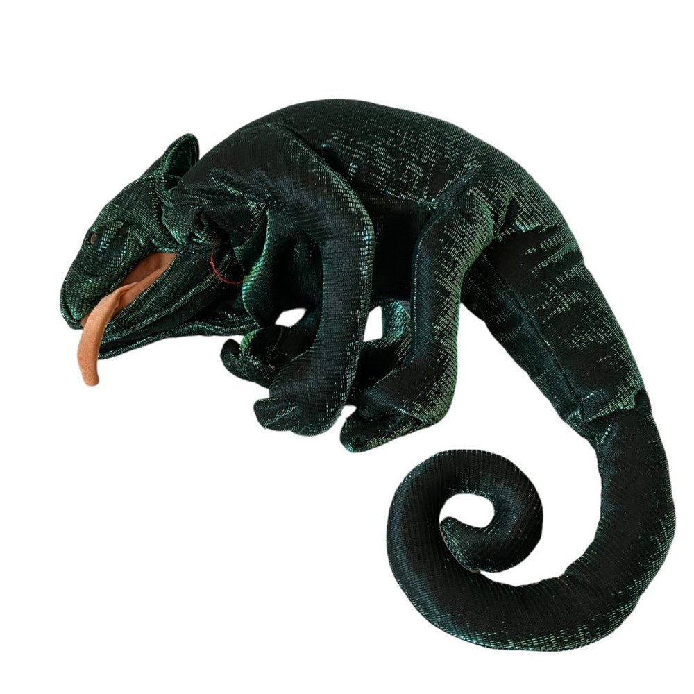 Folkmanis chameleon hand puppet iridescent green lizard Folktails 15.5"